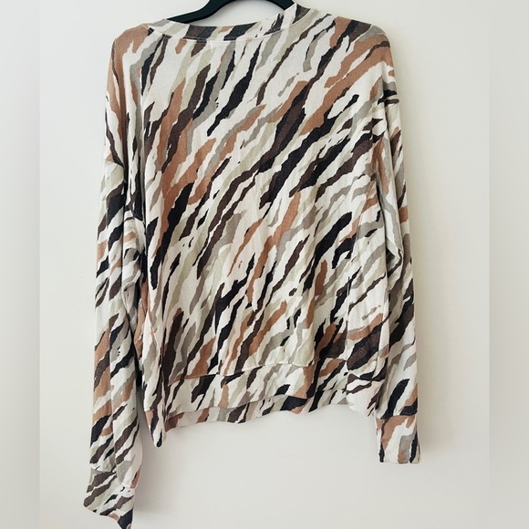 Michael Stars lightweight cream olive brown and black sweater sz L - Picture 7 of 7